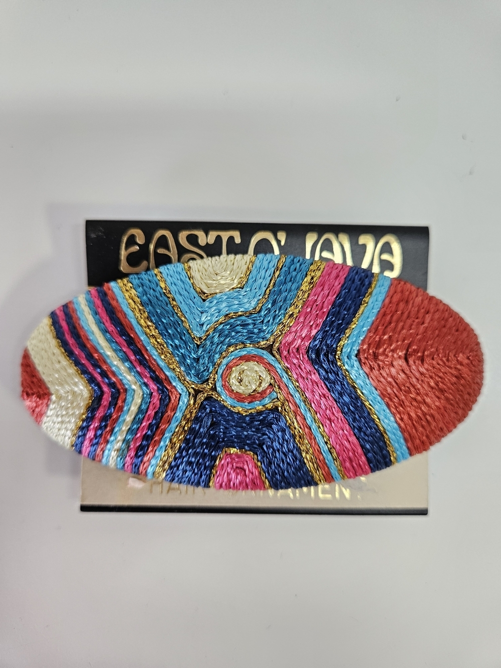 NEW VINTAGE 90s East O' Java Colorful Woven Hair Barrette Clip French Clip